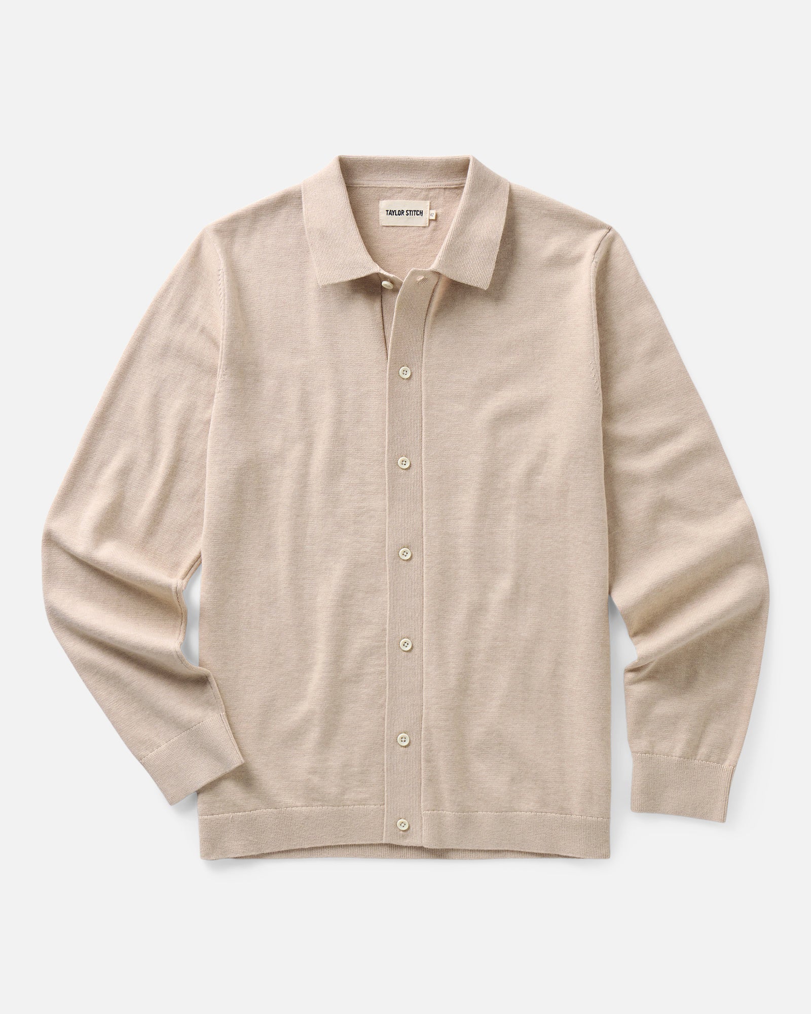 flatlay of The Nichols Polo in Sable Cotton Cashmere, Sweaters by Taylor Stitch