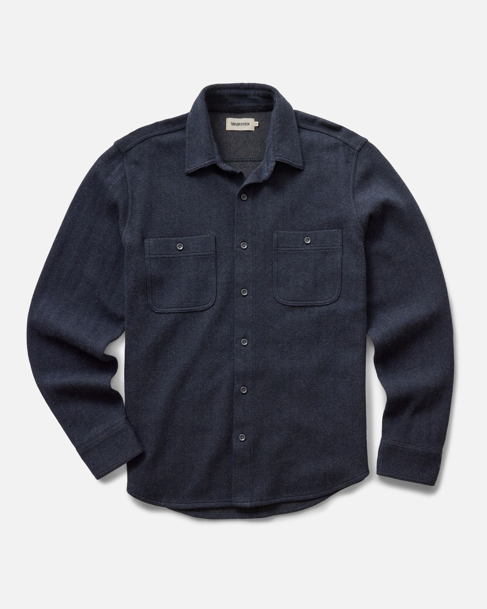 flatlay of The North Shore Knit Shirt in Heather Navy, Knits by Taylor Stitch