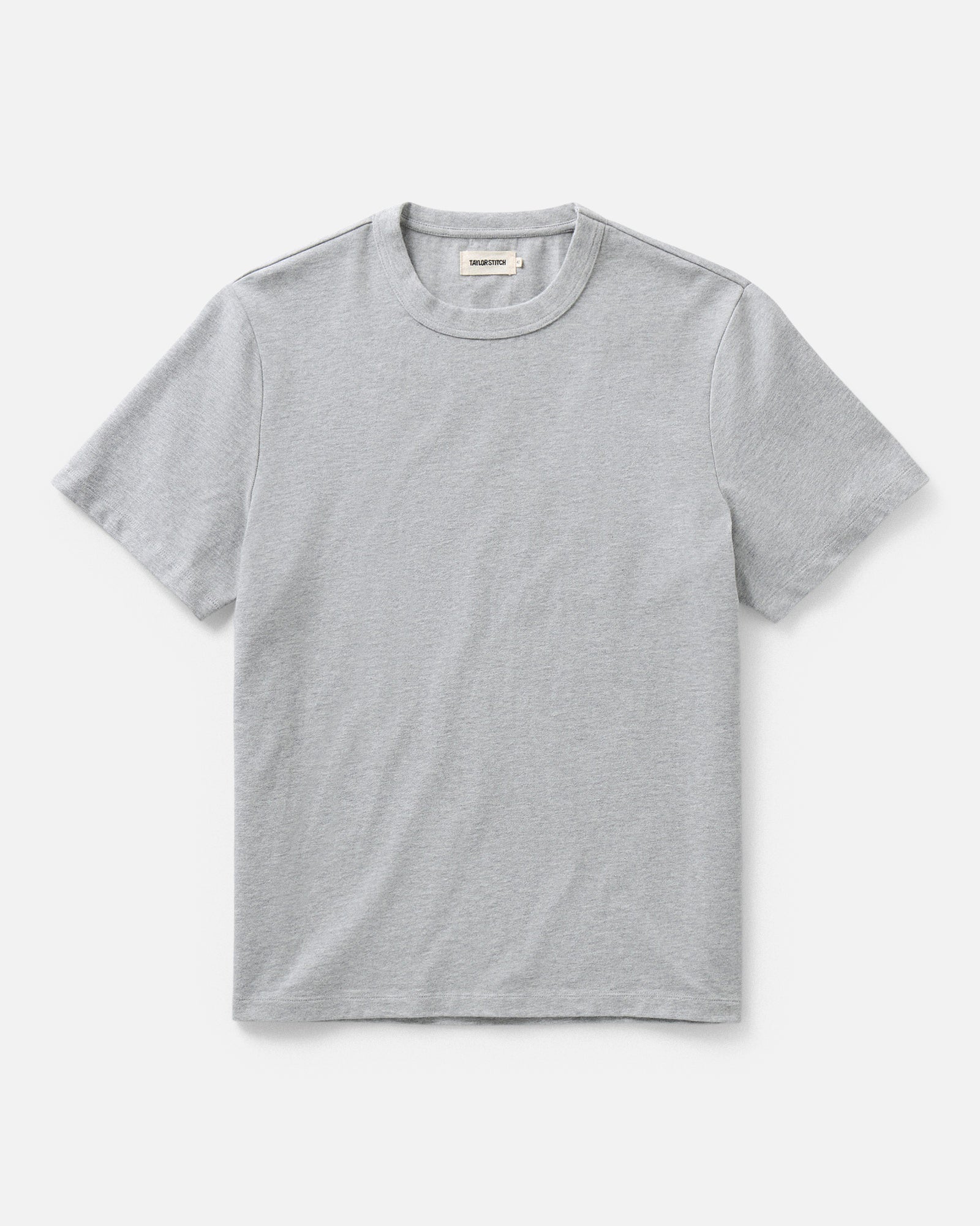 flatlay of The Organic Cotton Shop Tee in Heather Grey, Knits by Taylor Stitch