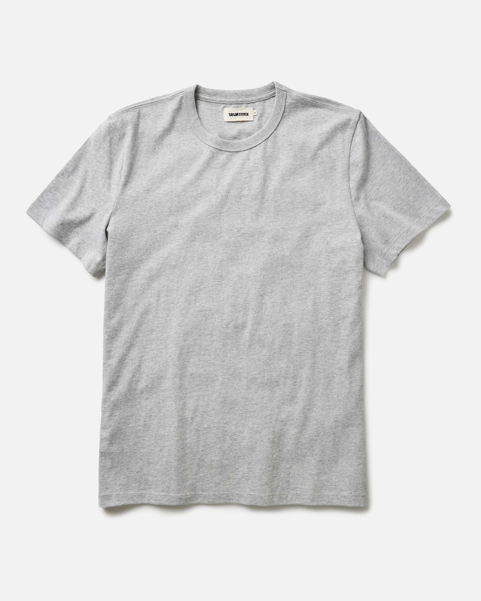 flatlay of The Organic Cotton Tee in Heather Grey, Knits by Taylor Stitch