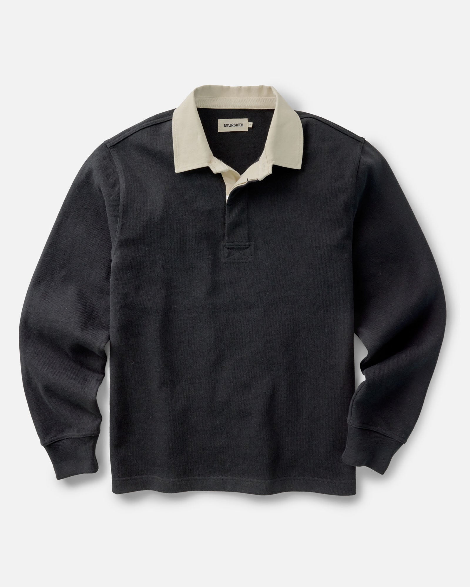 flatlay of The Rugby Shirt in Coal, Knits by Taylor Stitch