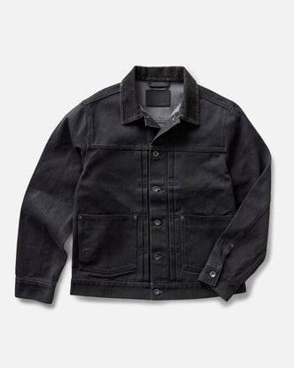 flatlay of The Ryder Jacket in Coal Chipped Canvas