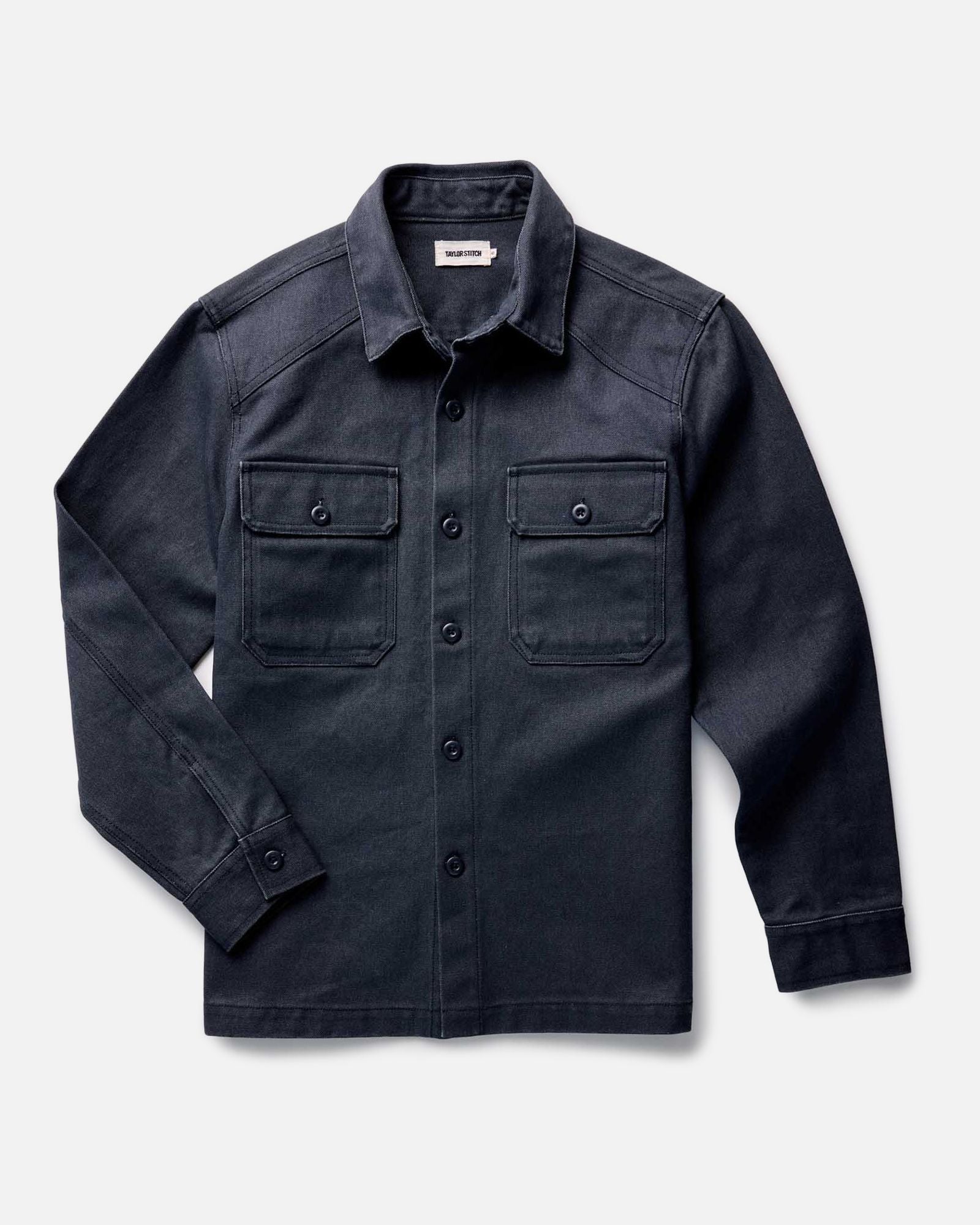flatlay of The Shop Shirt in Navy Chipped Canvas, Wovens by Taylor Stitch