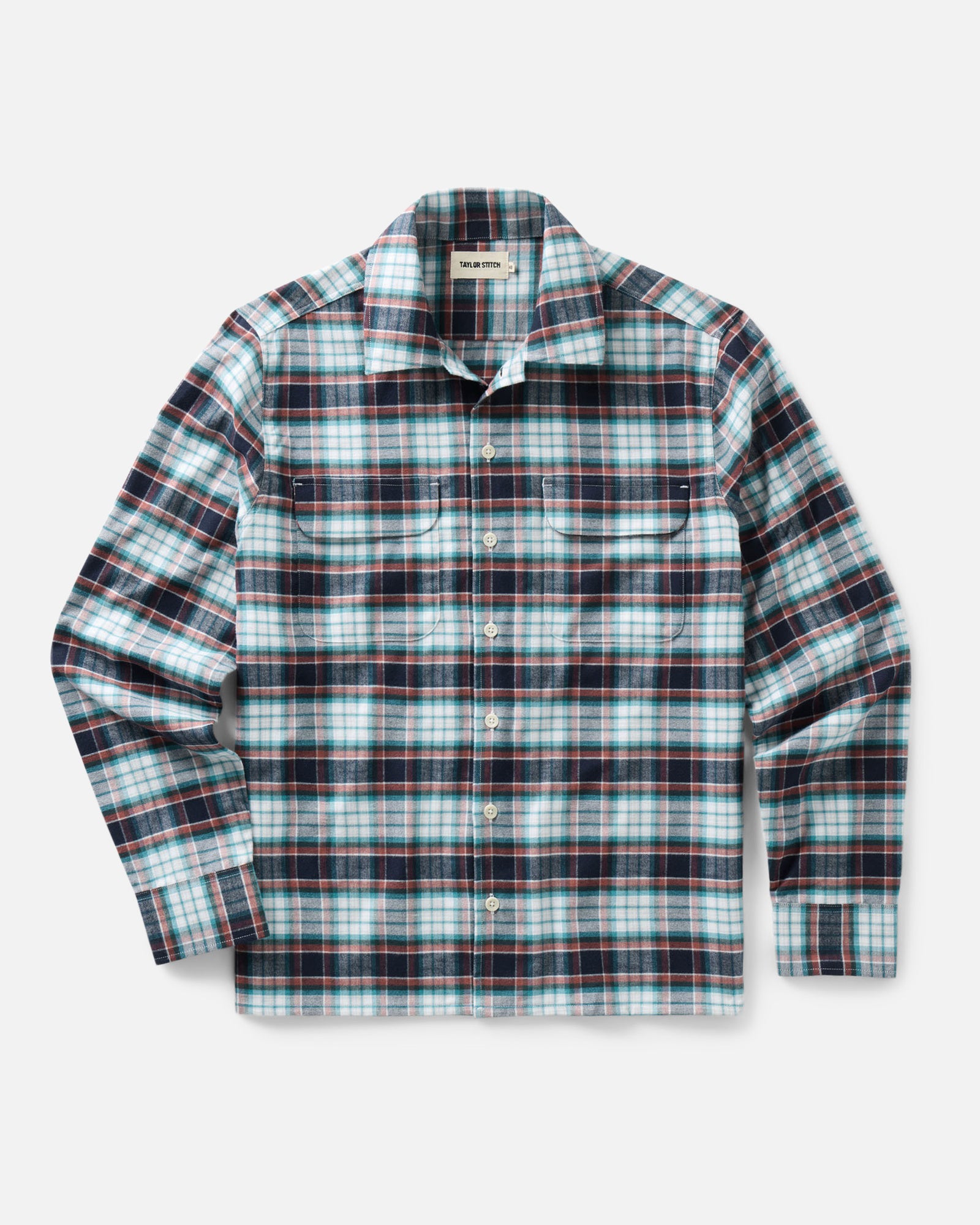 flatlay of The Shore Shirt in Harbor Check Portuguese Flannel, Wovens by Taylor Stitch
