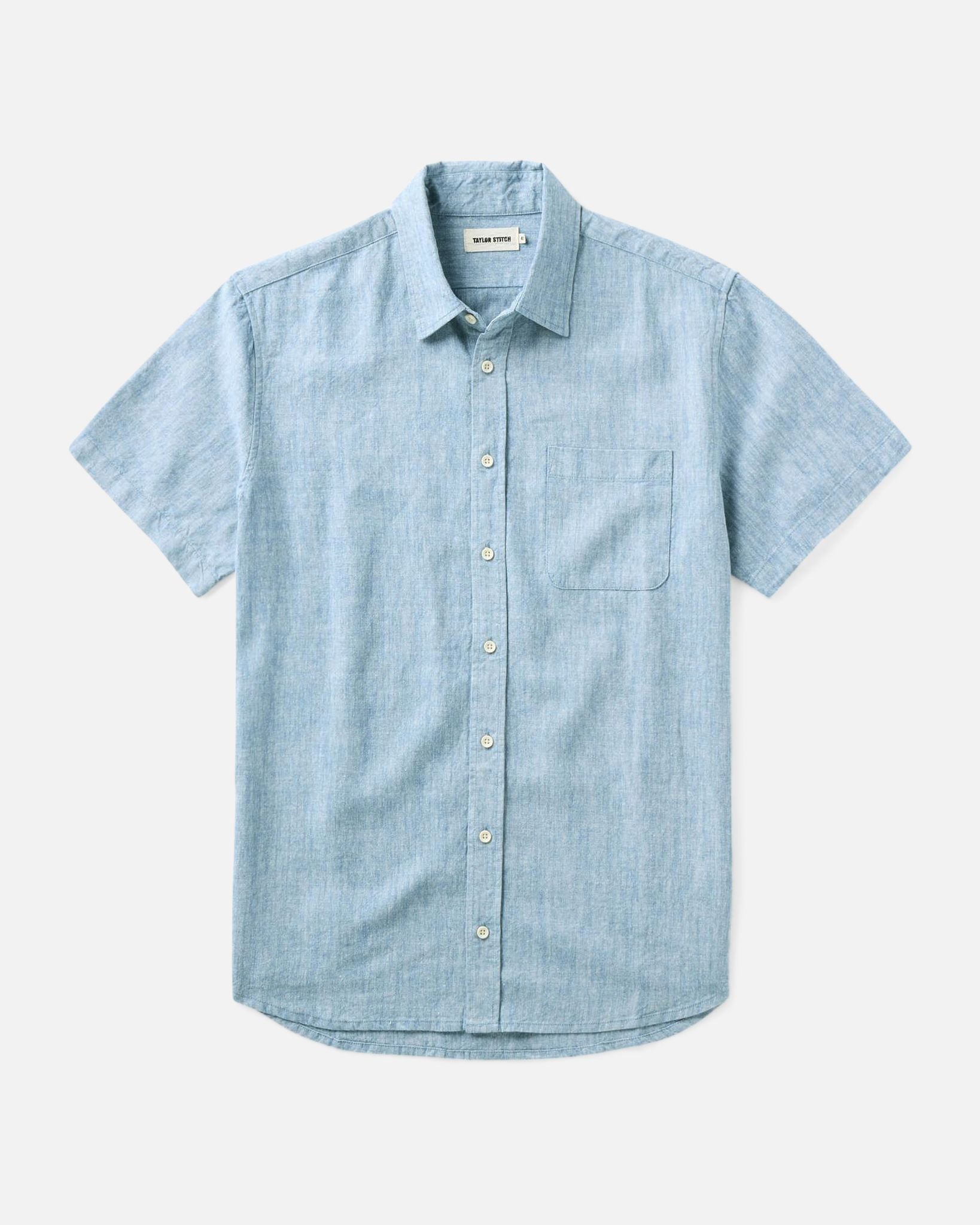 flatlay of The Short Sleeve California in Sky Hemp, Wovens by Taylor Stitch