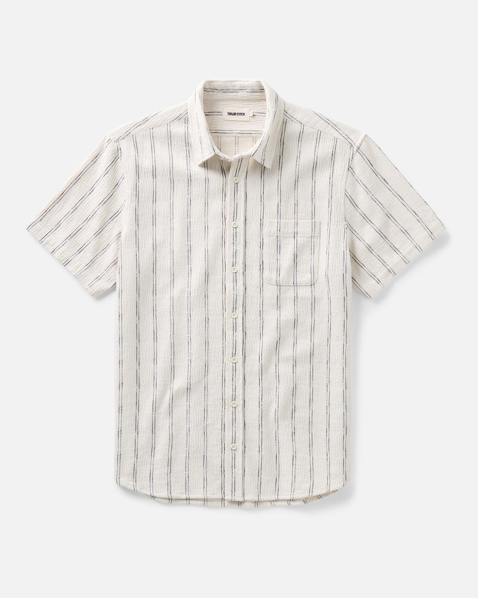 flatlay of The Short Sleeve California in Tide Stripe Hacci, Wovens by Taylor Stitch
