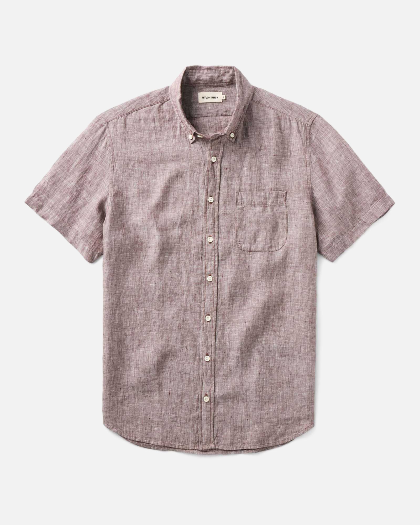 The Short Sleeve Jack in Burgundy Linen: Featured Image, Wovens by Taylor Stitch