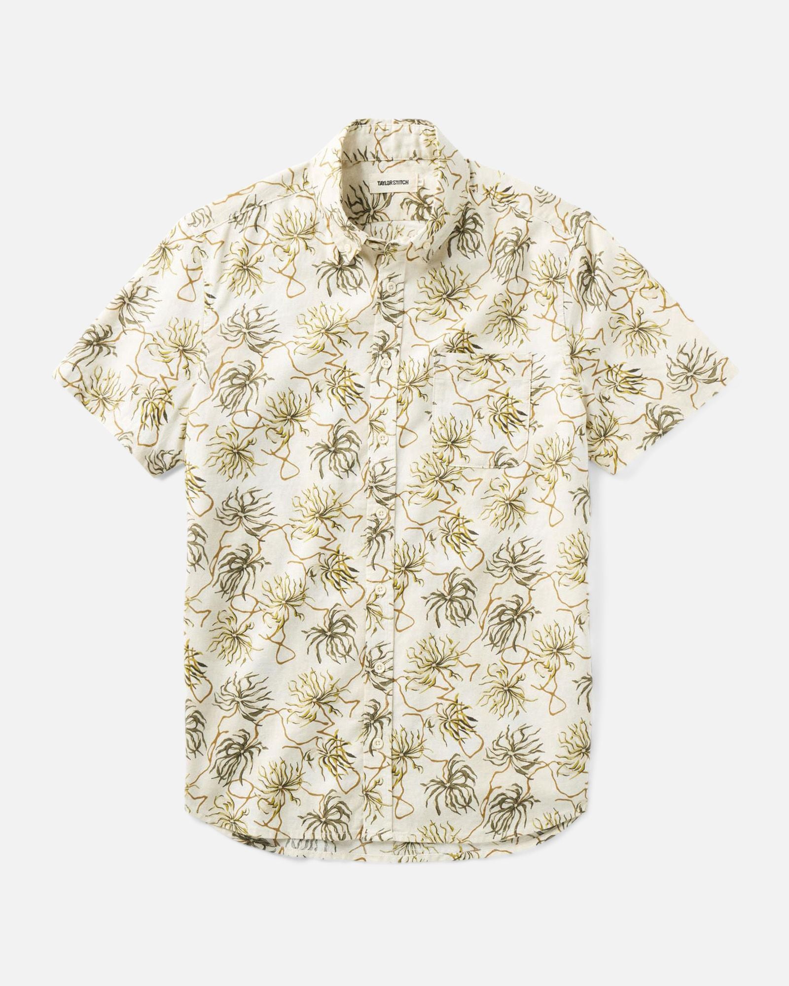 flatlay of The Short Sleeve Jack in Dried Palms, Wovens by Taylor Stitch