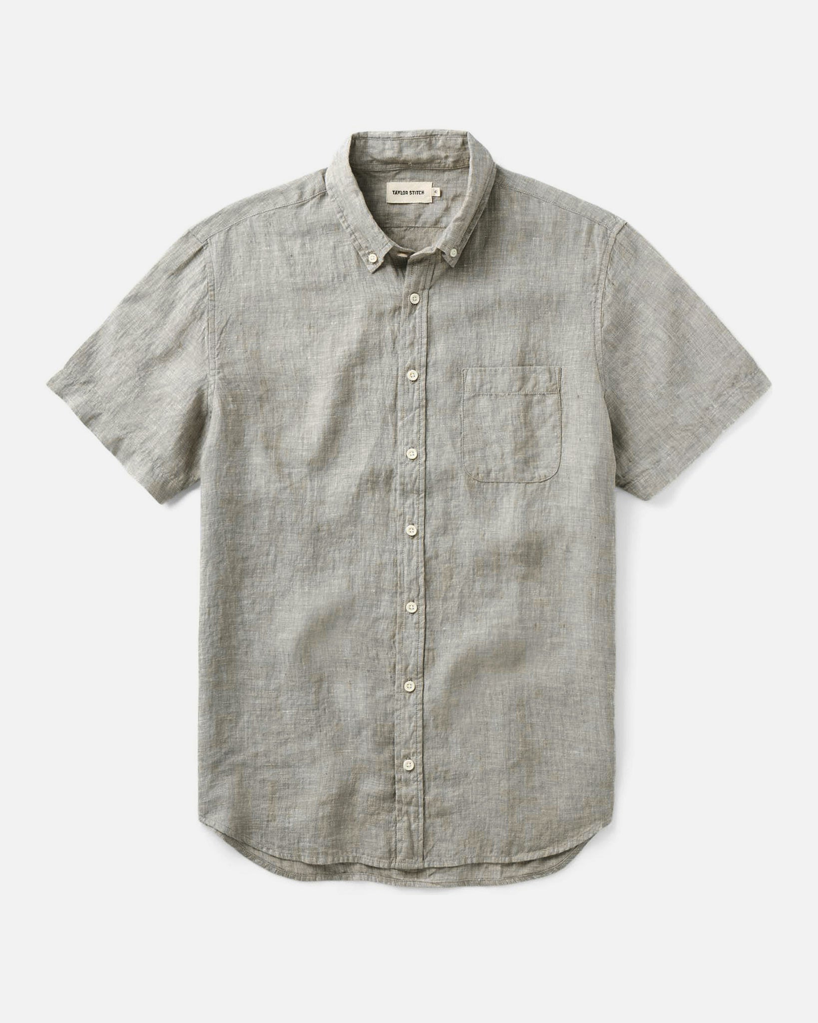 flatlay of The Short Sleeve Jack in Sage Linen, Wovens by Taylor Stitch