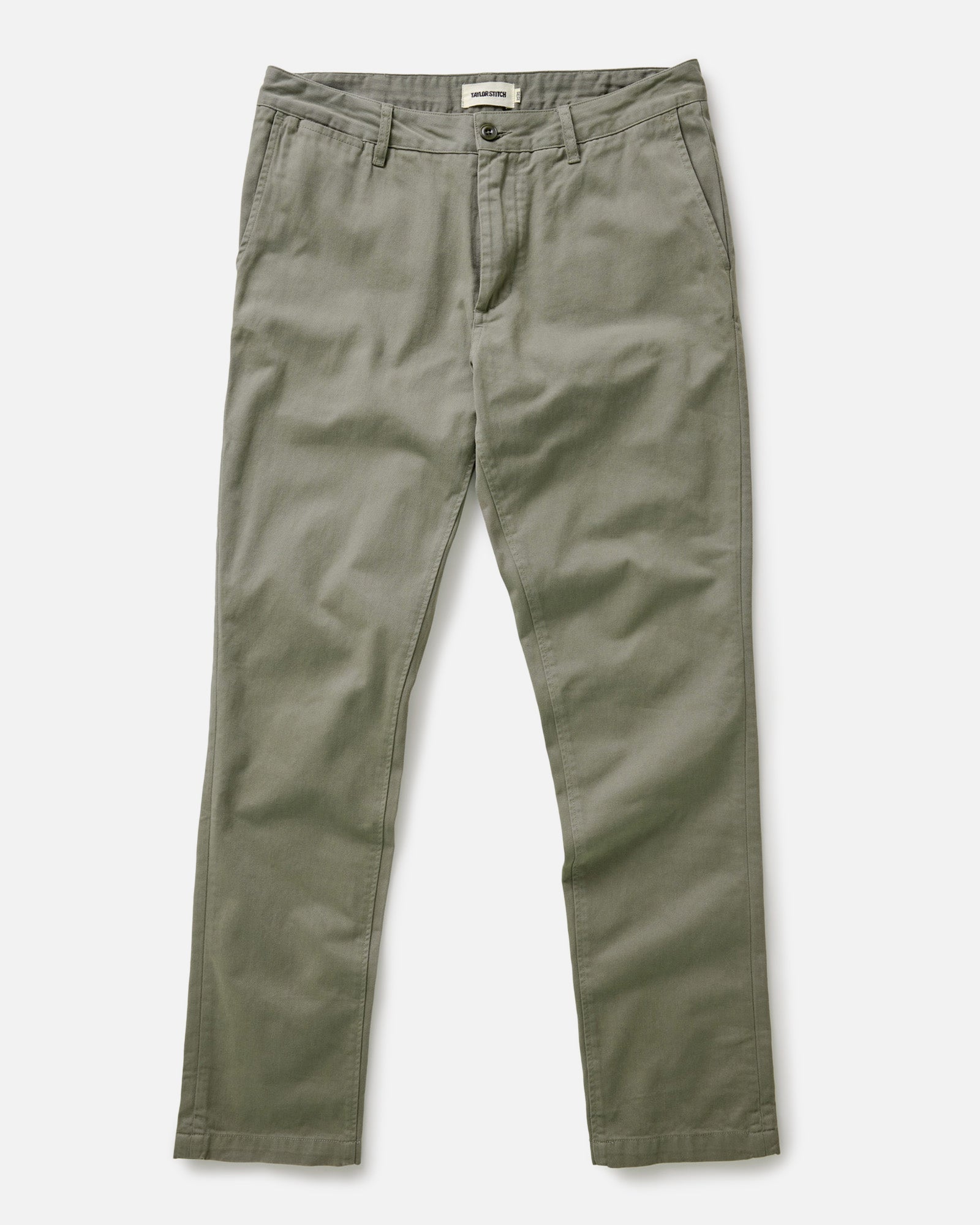 flatlay of The Slim Foundation Pant in Organic Smoked Olive, Bottoms by Taylor Stitch