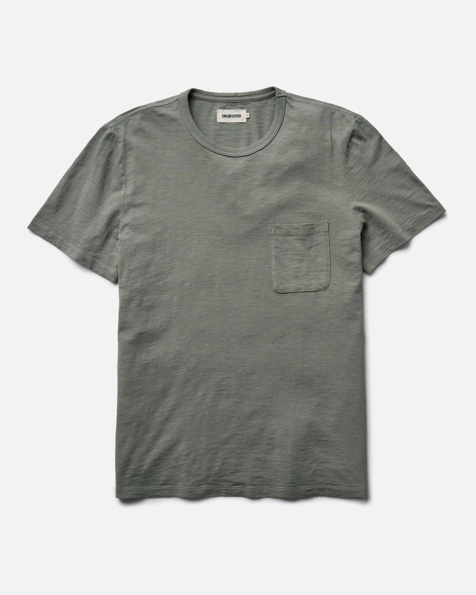 flatlay of The Slub Tee in Smoked Olive, Knits by Taylor Stitch