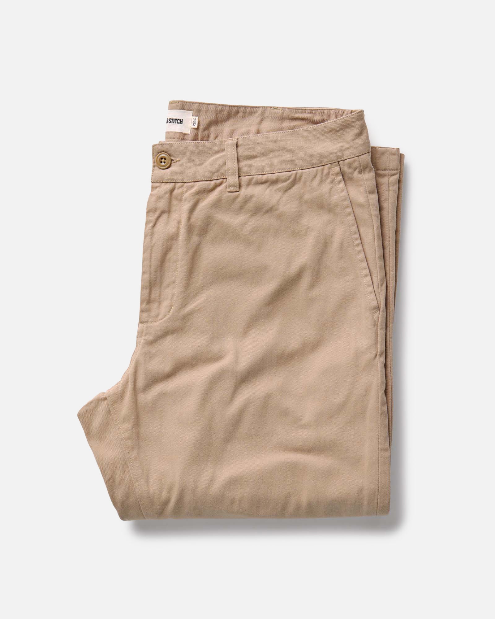 flatlay of The Straight Foundation Pant in Organic Khaki, Bottoms by Taylor Stitch