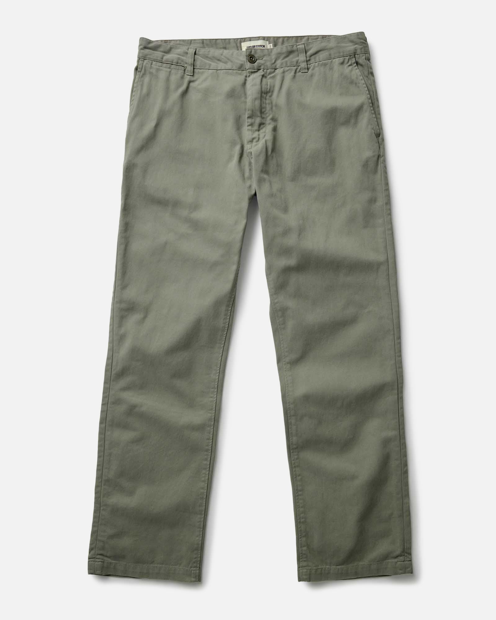 flatlay of The Straight Foundation Pant in Organic Smoked Olive, Bottoms by Taylor Stitch