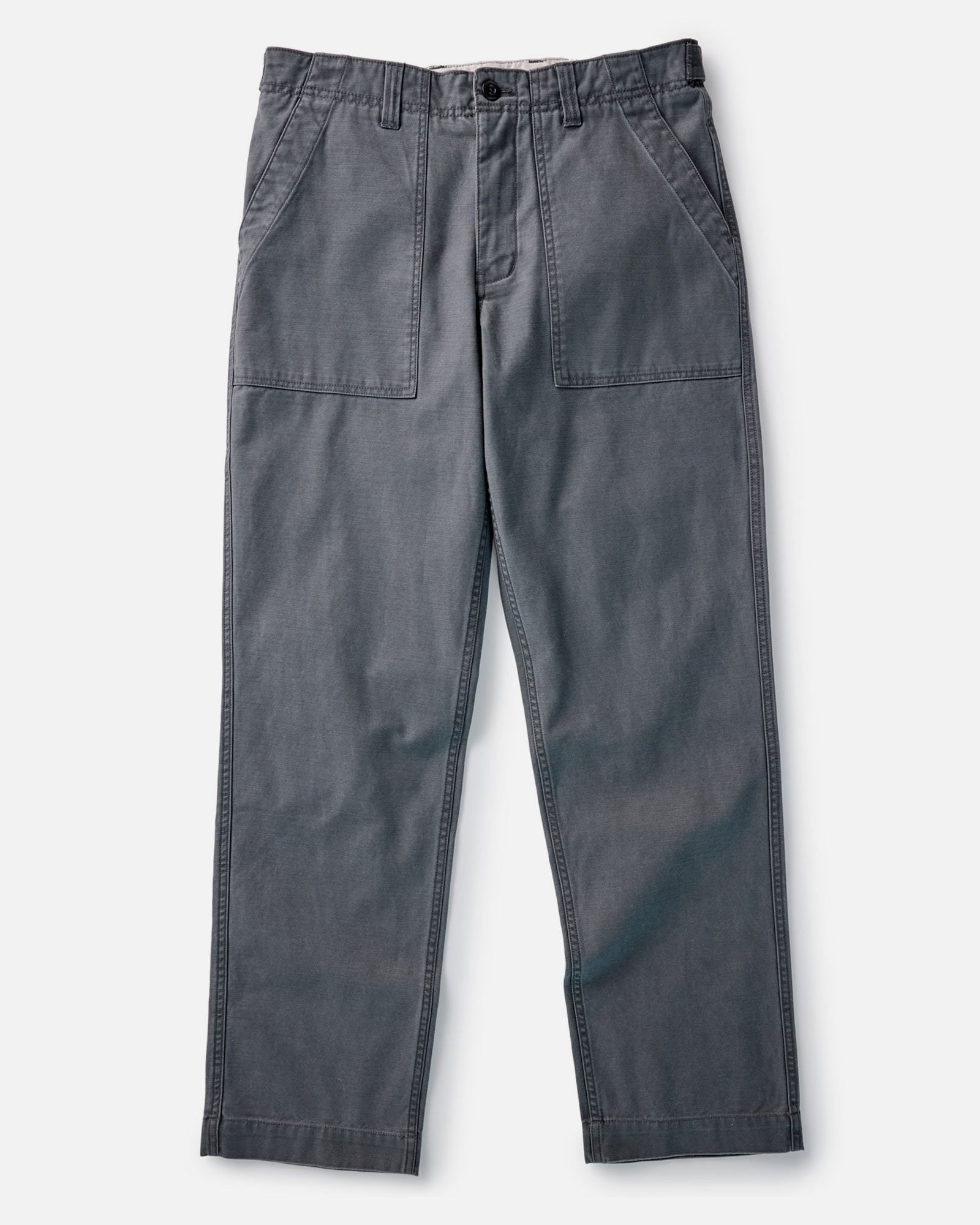 flatlay of The Surplus Pant in Faded Black Reverse Sateen, Bottoms by Taylor Stitch