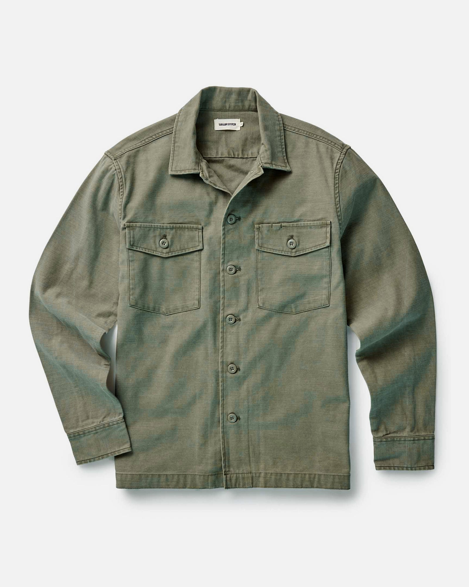 flaltay of The Surplus Shirt in Field Olive Reverse Sateen, Wovens by Taylor Stitch