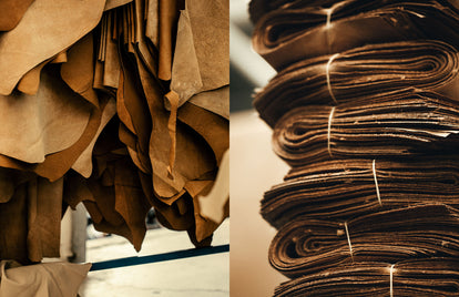 Leather being prepped in our boot and shoe factory.