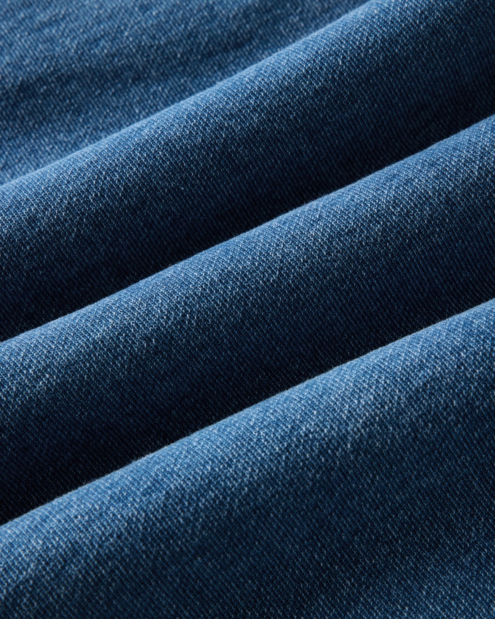 material shot of the fabric on The Sunset Pant in Washed Indigo Terry, Bottoms by Taylor Stitch