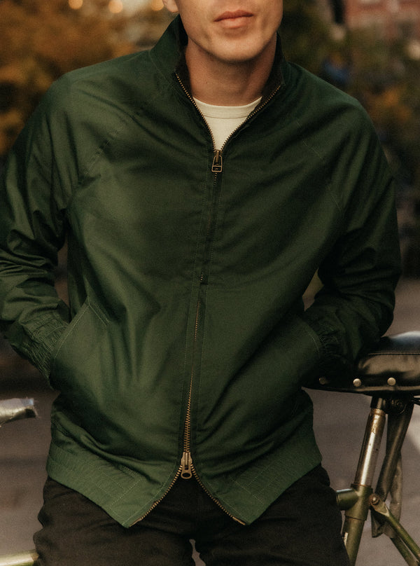 Close up of the Dean Jacket, zipped up