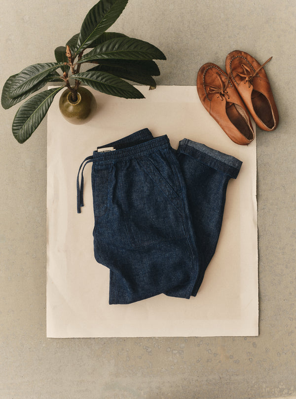 The Breakwater Pant in Rinsed Indigo Hemp Denim