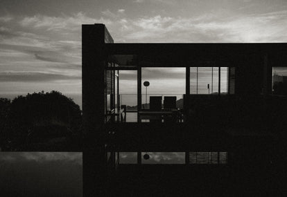 Black and white view of a Mid-Century modern home in LA