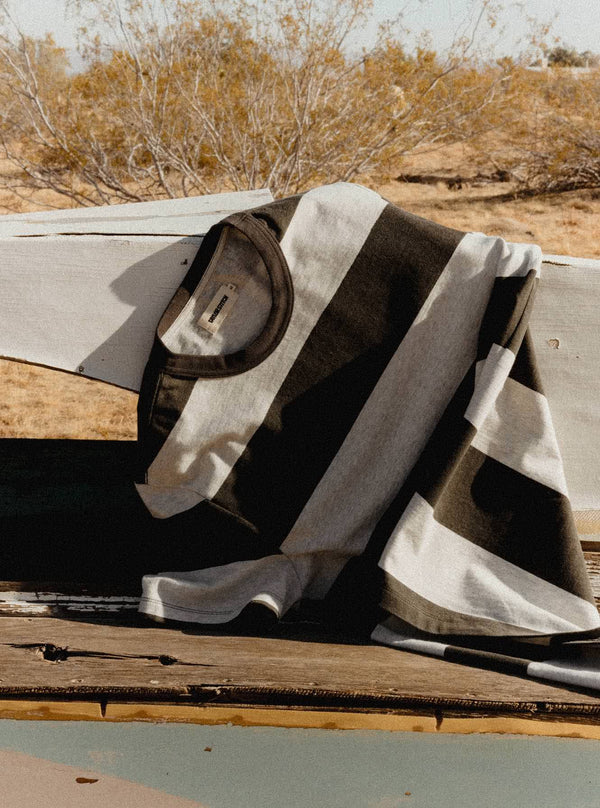 The Organic Cotton Shop Tee in Faded Black Stripe