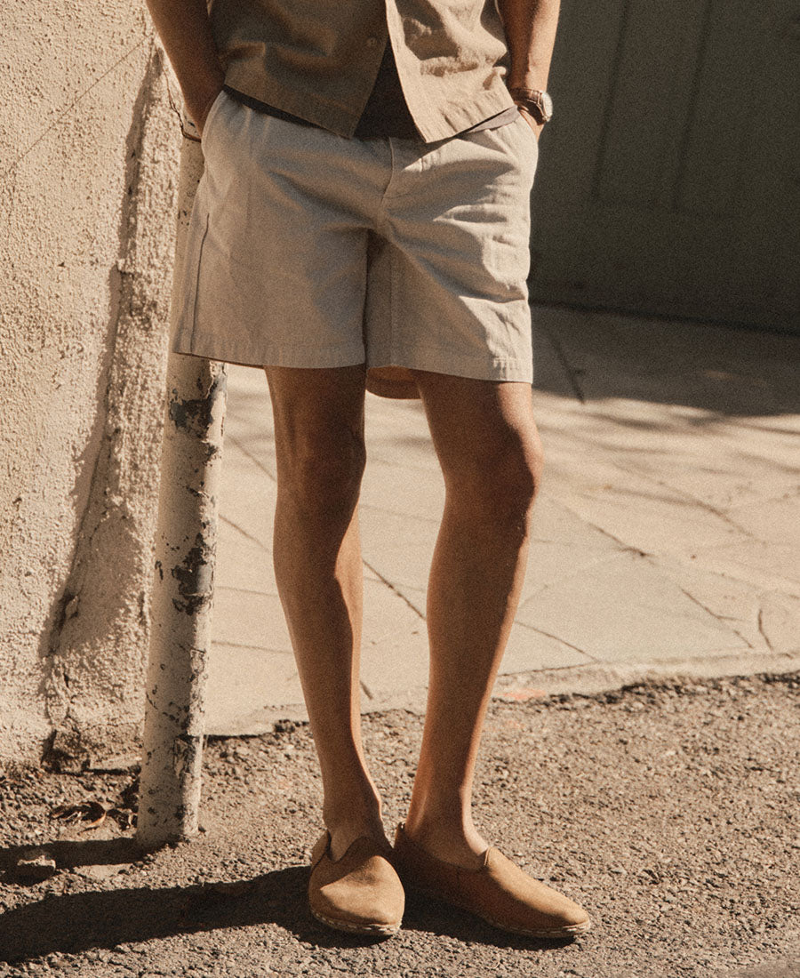Model wearing the Après Short , by Taylor Stitch