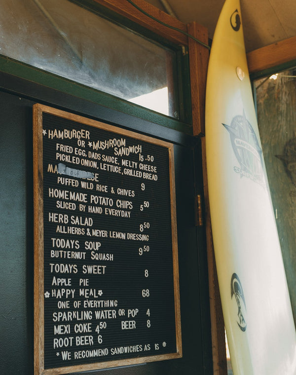 The menu board at Dad's Luncheonette