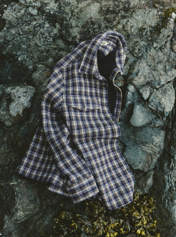 The Maritime Shirt Jacket in Navy Shadow Plaid Wool