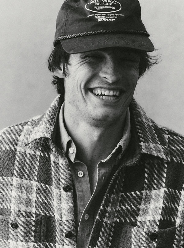 Model laughing in the Cutter Overshirt
