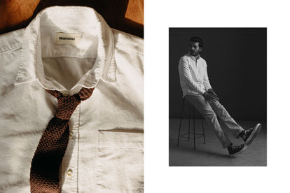 The Jack Men's Oxford Shirt in White, styled with a tie