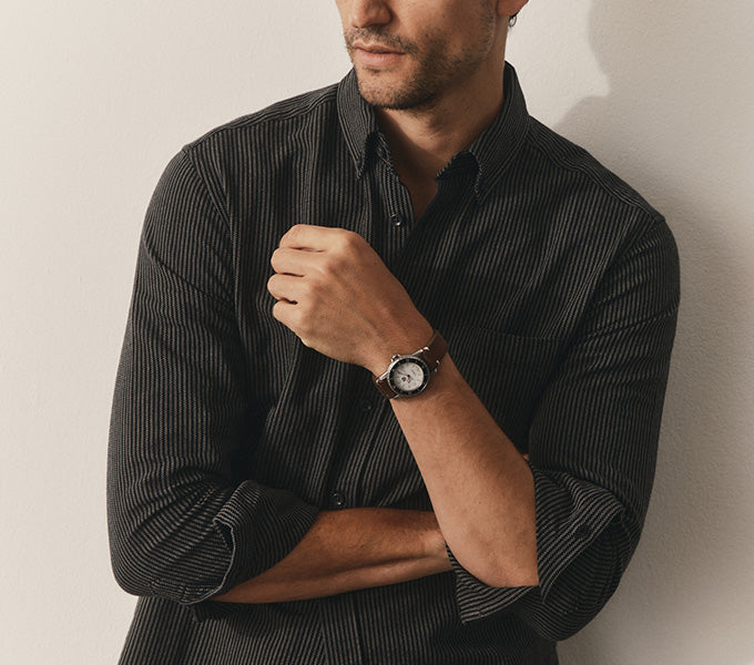 Model wearing The Jack in Roped Black Indigo 