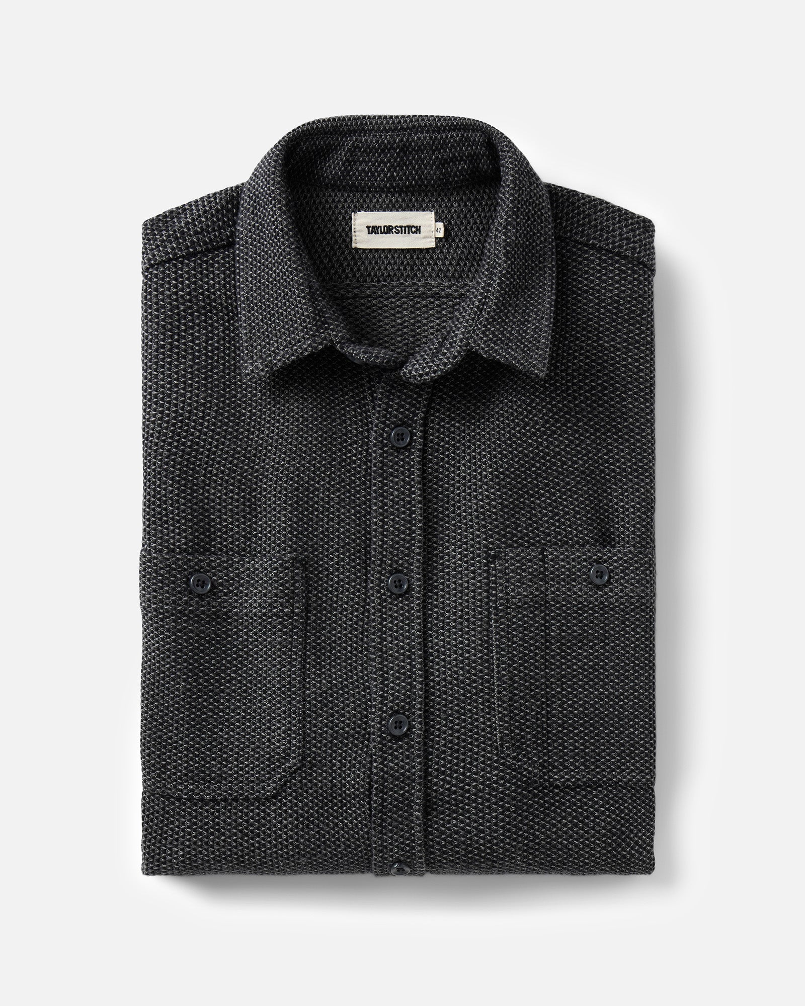 folded flatlay of The Utility Shirt in Charcoal Sashiko, Wovens by Taylor Stitch