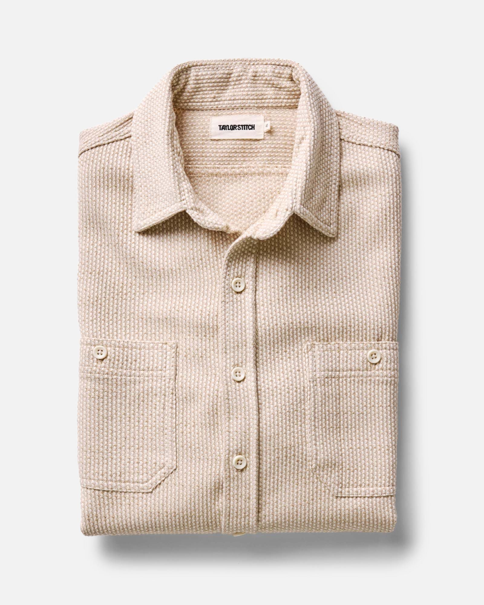 folded flatlay of The Utility Shirt in Natural Sashiko, Wovens by Taylor Stitch