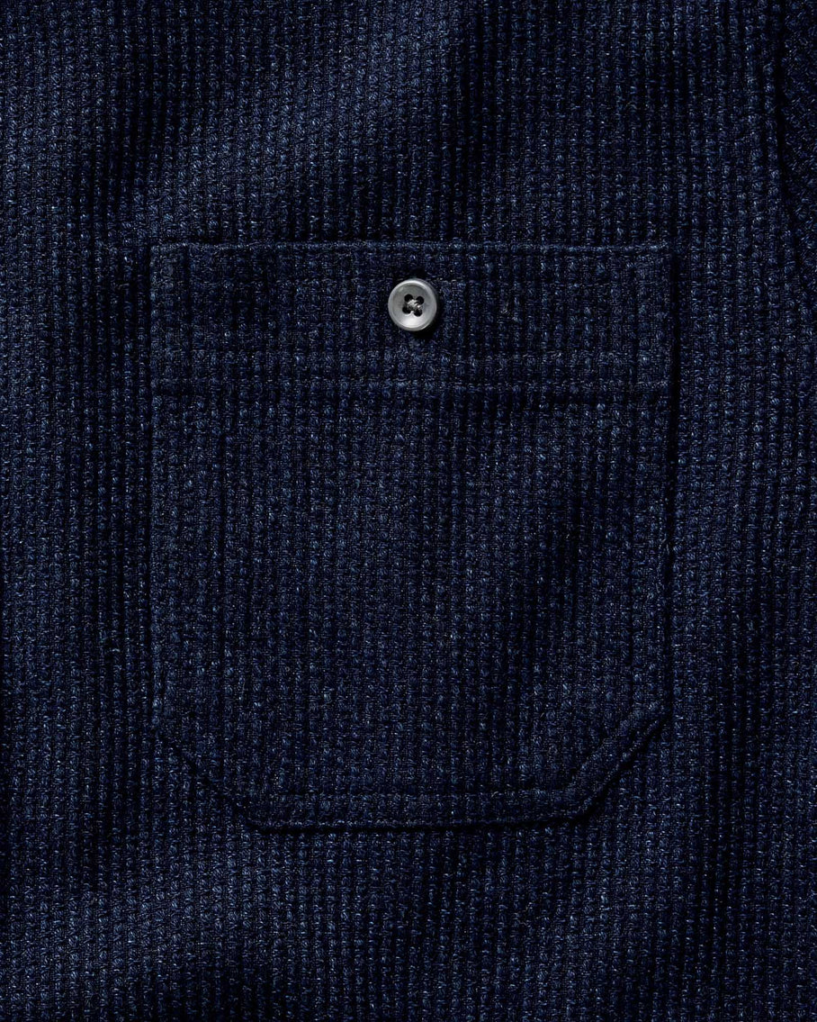 flatlay of The Utility Shirt in Rinsed Indigo Sashiko, Wovens by Taylor Stitch