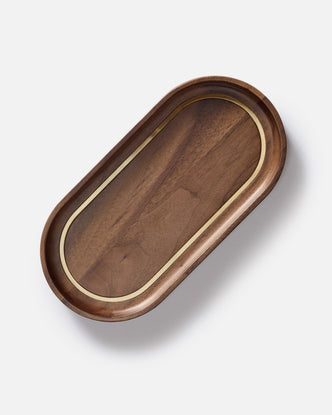 flatlay of The Valet Tray in Walnut and Brass