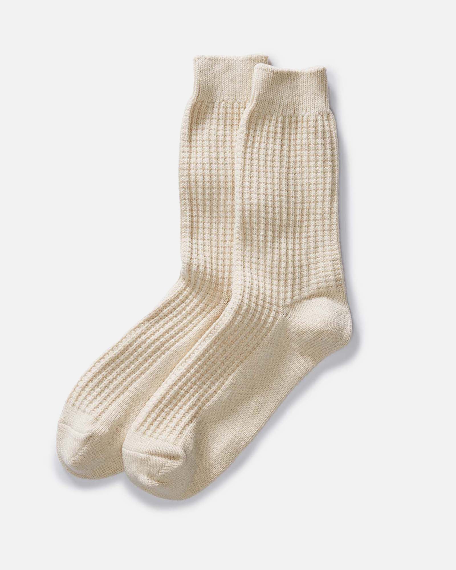 flatlay of The Waffle Sock in Natural, Accessories by Taylor Stitch