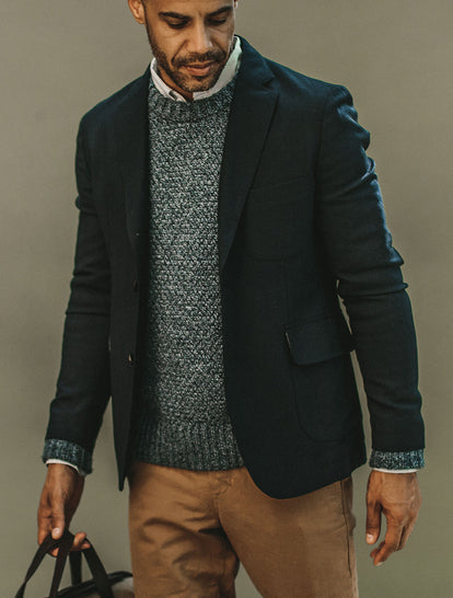 Telegraph Jacket, Fisherman Sweater, Indigo Stripe Jack