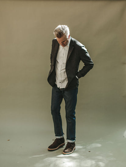 Telegraph Jacket, White Jacquard California, Jeans, Chukka