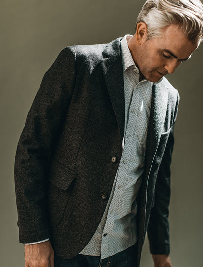 Telegraph Jacket, White Jacquard California, Jeans, Chukka