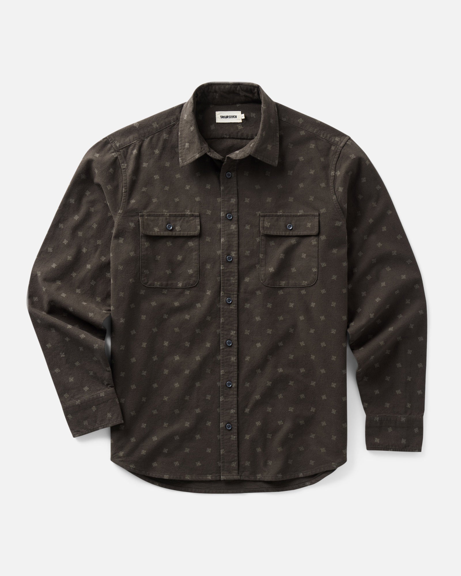 flatlay of The Yosemite Shirt in Carolina Geo, Wovens by Taylor Stitch