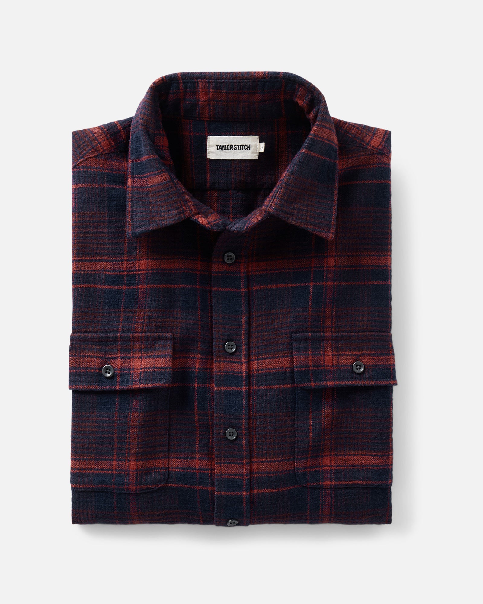 folded flatlay of The Yosemite Shirt in Delaware Plaid, Wovens by Taylor Stitch
