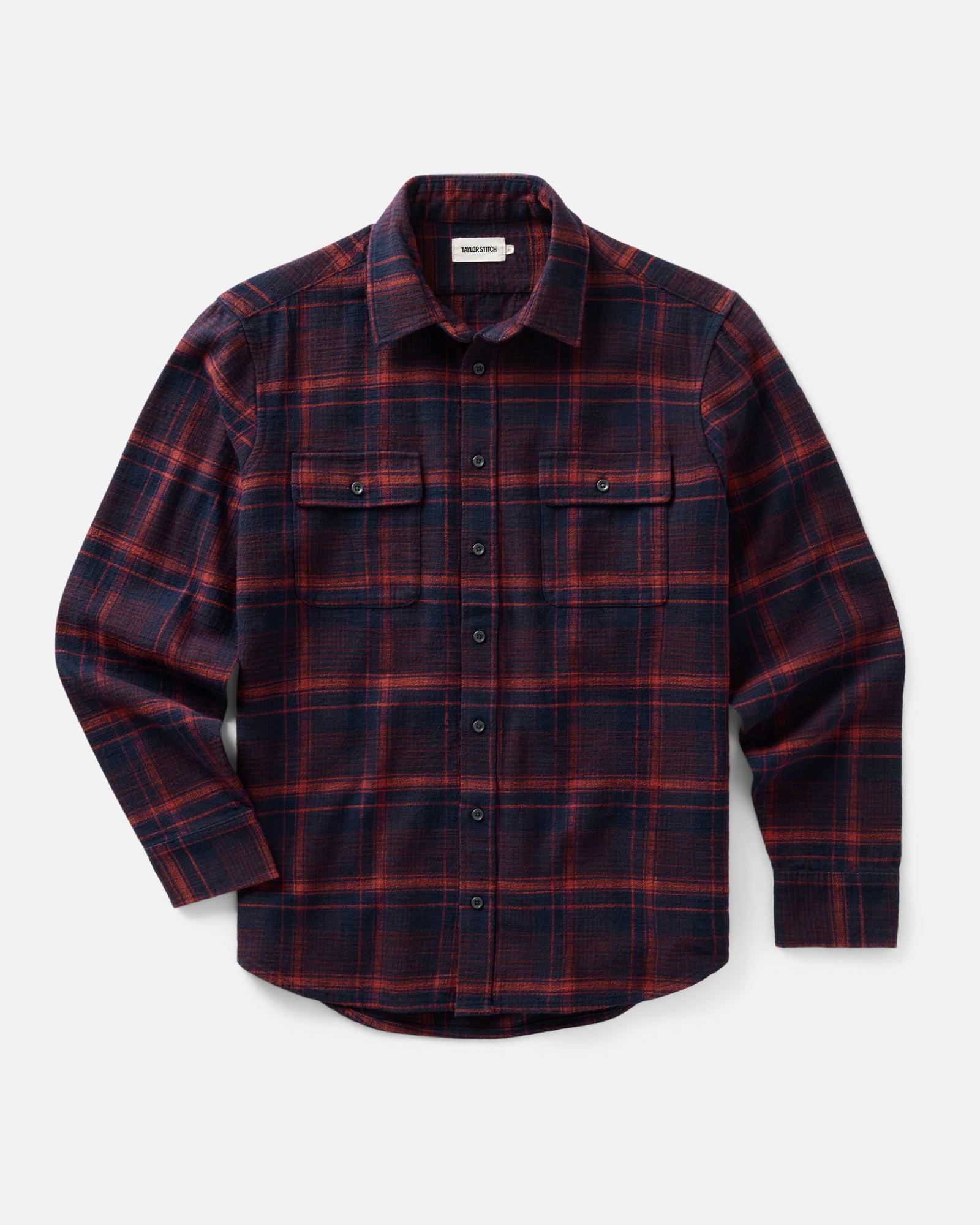 flatlay of The Yosemite Shirt in Delaware Plaid, Wovens by Taylor Stitch