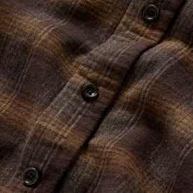 Material shot of the buttons on The Yosemite Shirt in Timber Shadow Plaid