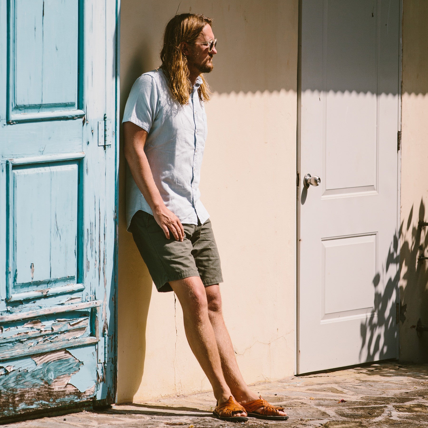 The Camp Short in Washed Olive Drab Herringbone: Alternate Image 5, Shorts by Taylor Stitch