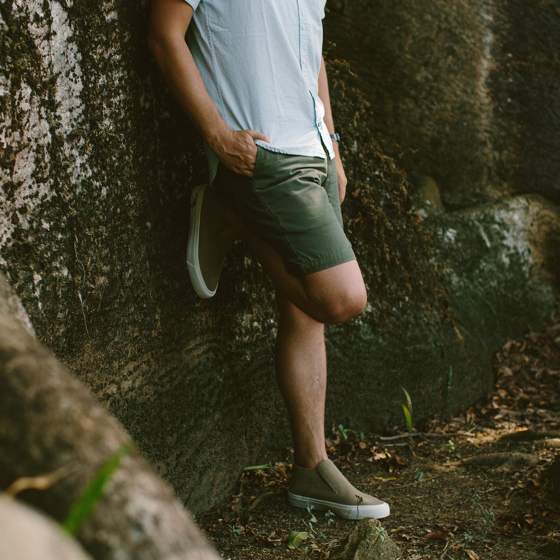The Camp Short in Washed Olive Drab Herringbone: Alternate Image 1, Shorts by Taylor Stitch
