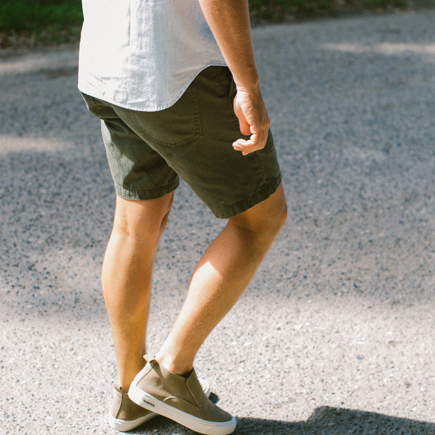 The Camp Short in Washed Olive Drab Herringbone: Alternate Image 6, Shorts by Taylor Stitch