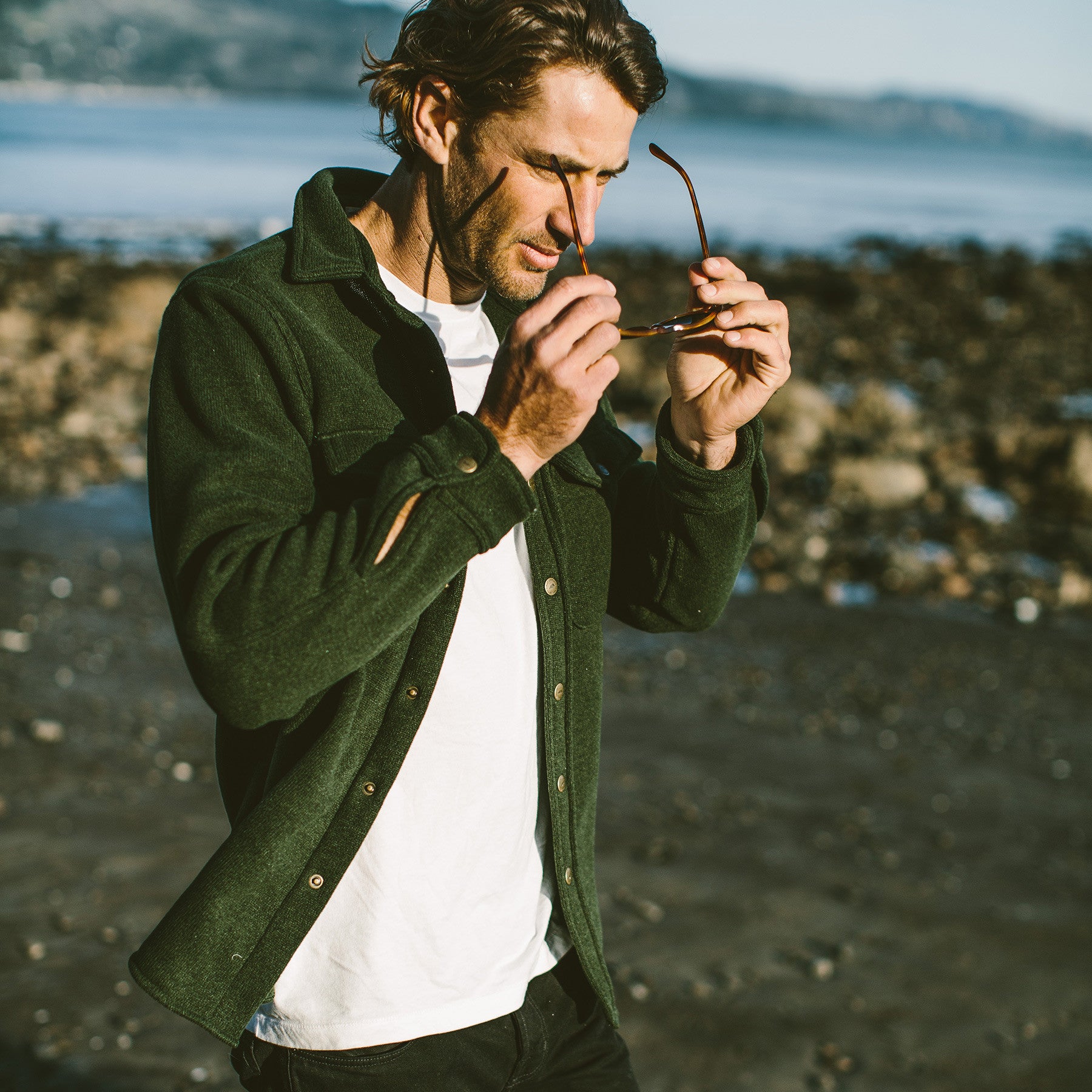 The Big Sur Jacket in Heather Olive Polartec: Alternate Image 1, Outerwear by Taylor Stitch