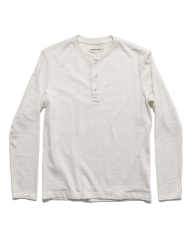 flatlay of The Heavy Bag Henley in Natural, Knits by Taylor Stitch
