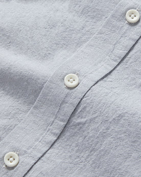 material shot of the buttons on The Jack in Storm Micro Seersucker, Wovens by Taylor Stitch