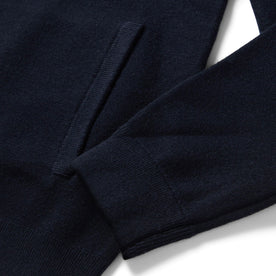 material shot of the sleeves on The Portola Bomber in Midnight Merino